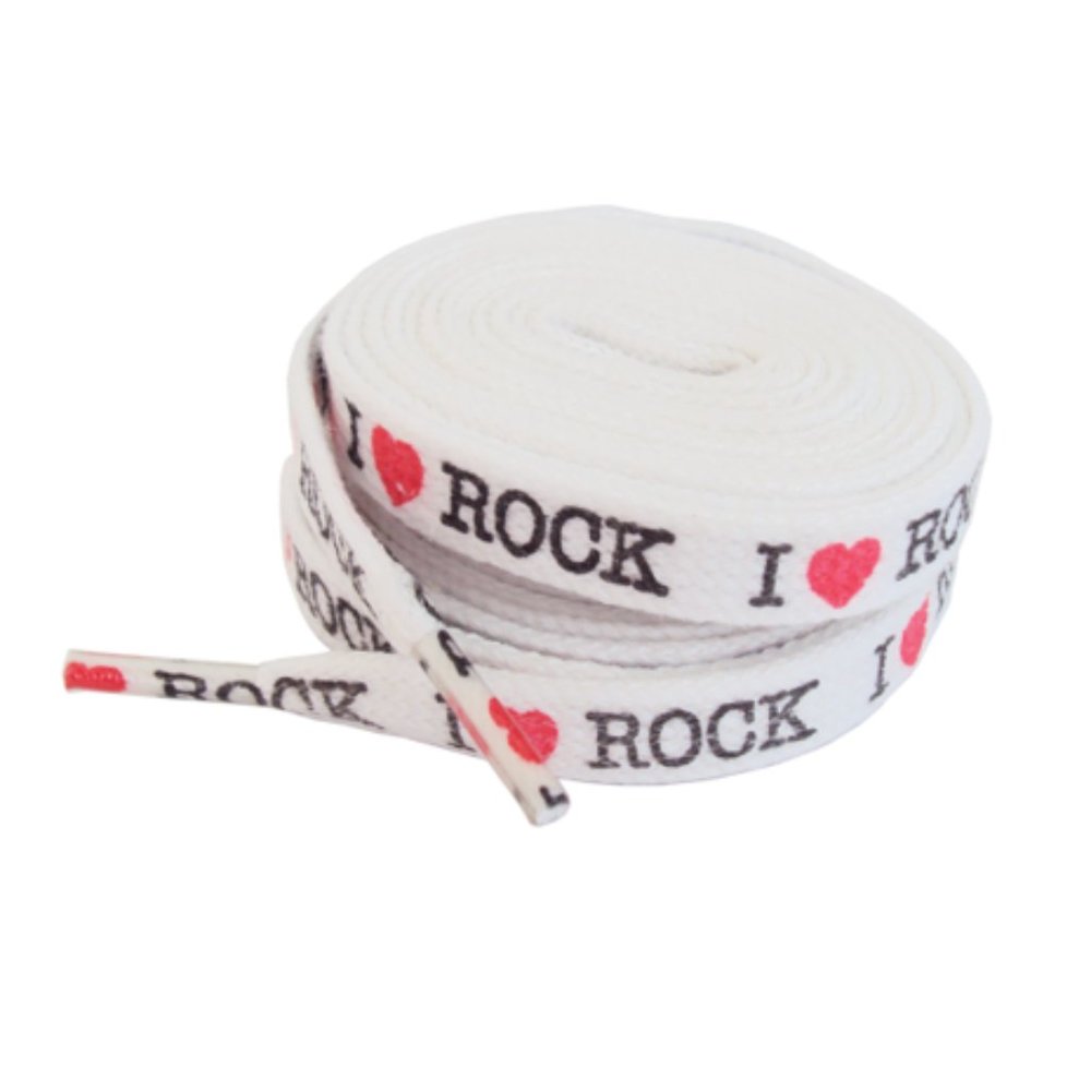51" x 3/8" Wide - I Love Rock (with Heart) - Pair of Shoelaces